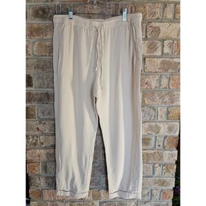 SEVENTY VENEZIA Cream Stretch Drawstring Casual Lounge Pants Rolled Cuff Size 14